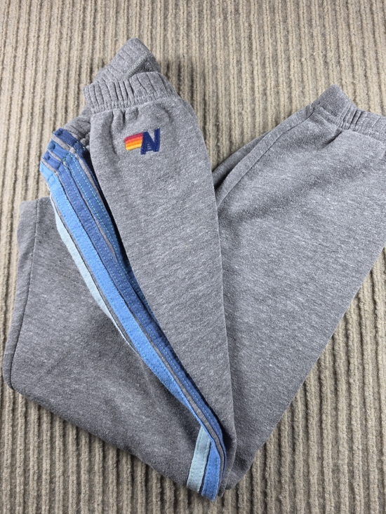 Aviator Nation Pants - Aviator Nation 5 Stripe Sweatpants Women’s Size XS Heather Grey Blue Stripe